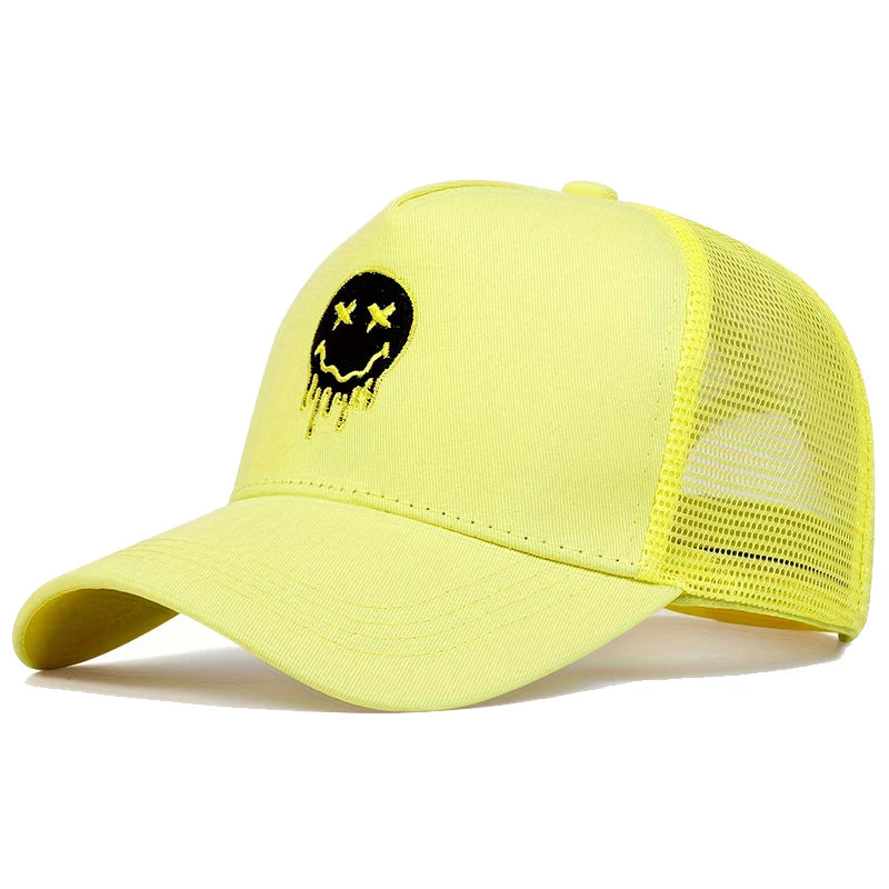 Unisex XX Smiling Face Print Baseball Net Caps Spring and Summer Outdoor Adjustable Casual Hats Sunscreen Hat