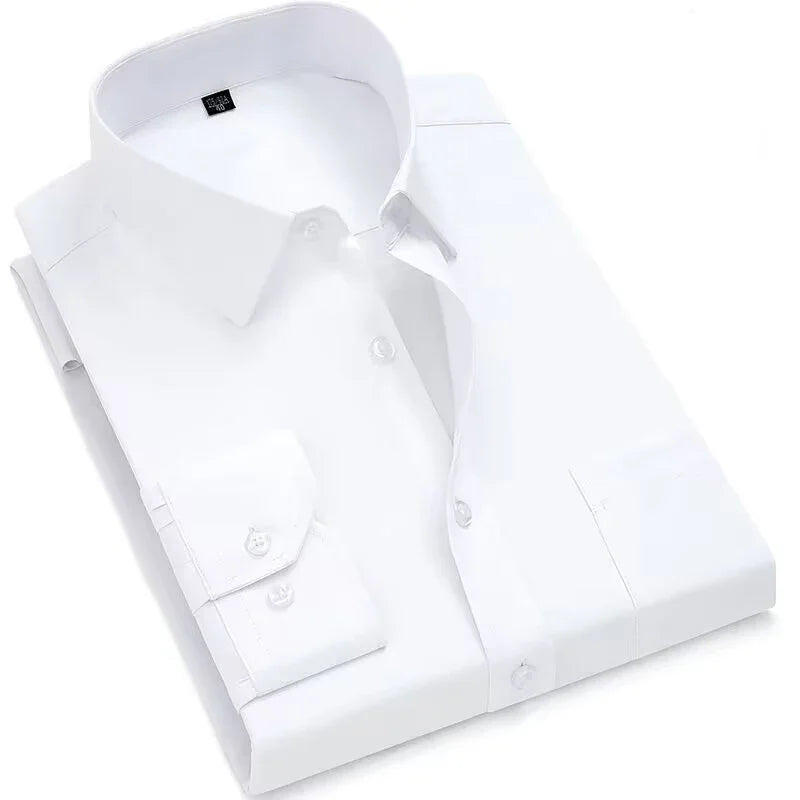 Mens Fashion Long Sleeve Shirts Cotton Spring Autumn Slim Fit White Blue Black Smart Male Casual Shirt Solid Clothing KOACUS