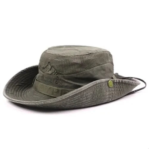 Men's Summer Cap Mesh Breathable Retro 100% Cotton Bucket Hat Panama Jungle Fishing Hats Novelty Dad's Beach Cap Bucket Hat