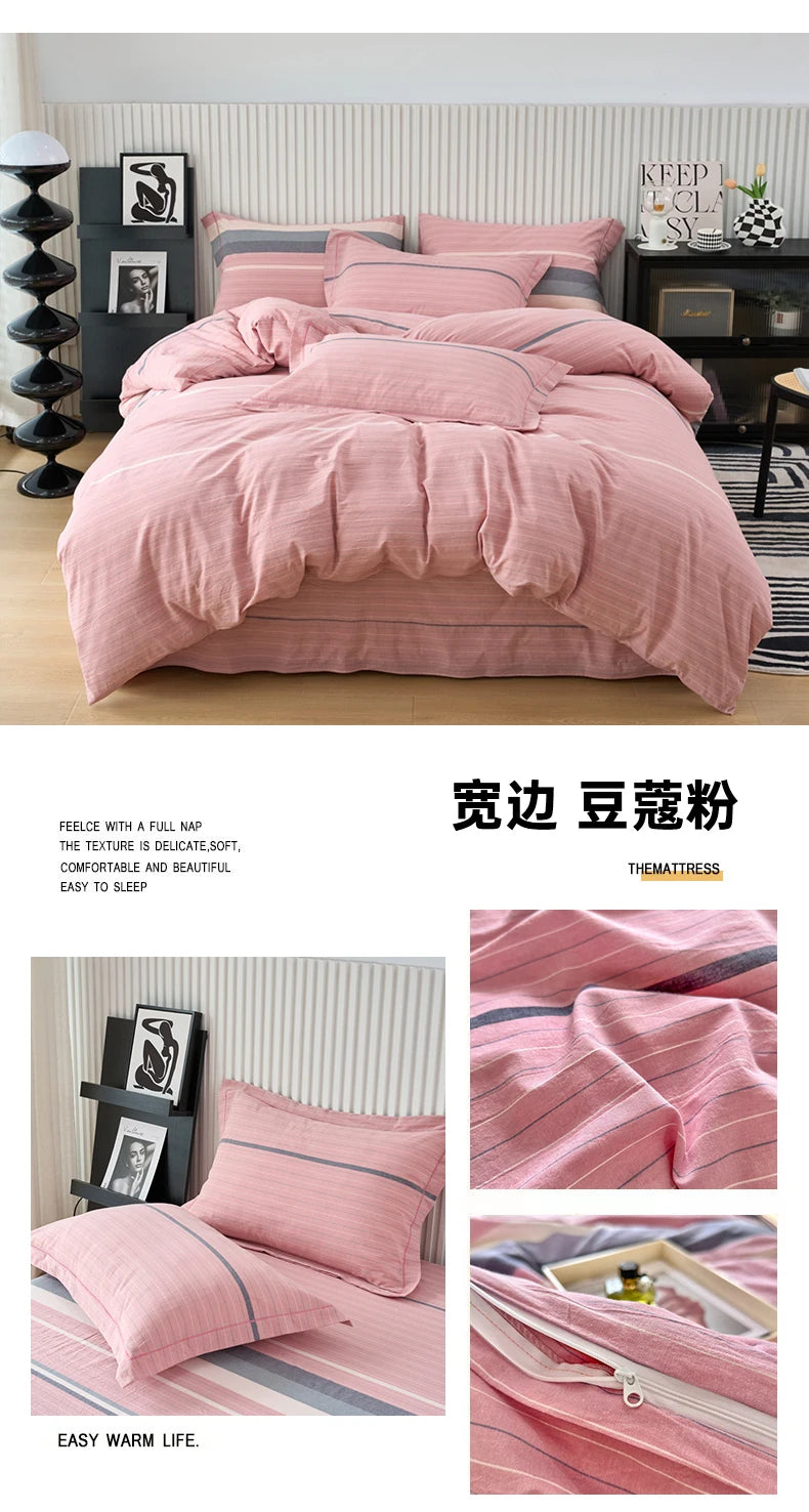 New Cotton Quilt Cover Plaid Yarn-dyed Washed Single Douvet Bed 160x210 220x240 Skin Friendly Comfortable Large Size Bedding