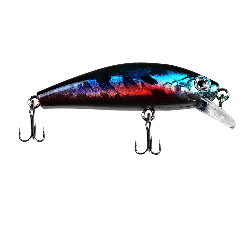 Fishing Lure 6.5g/5cm Sinking Minnow Peacock Bass Fishing Bait with 2 Trible Hook