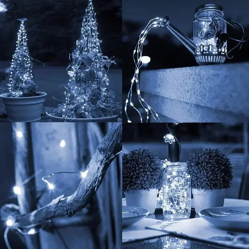 Fairy Lights Solar Garden Lights String Lights with 8 Modes Waterproof Wire Lights for Patio Yard Trees Christmas Party