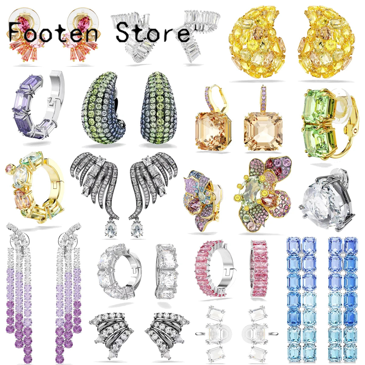 High Quality Earrings 2025 New Trend Fine Jewelry Charm Purple Butterfly White Blue Geometric Crystal Fashion Women's Ear Clip