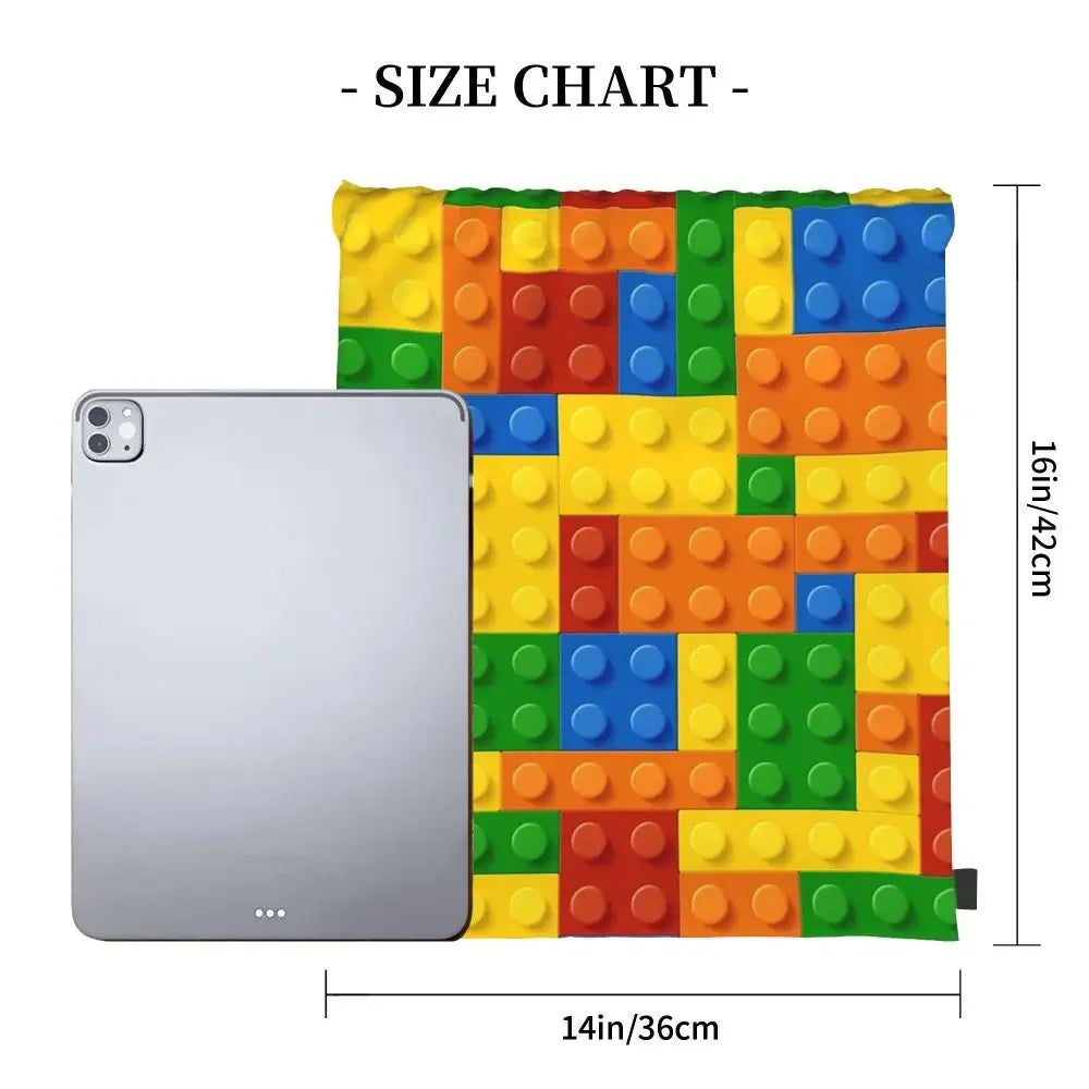 Building Blocks Construction Brick Backpacks Portable Drawstring Bags Drawstring Bundle Pocket Sundries Bag Book Bags For Travel