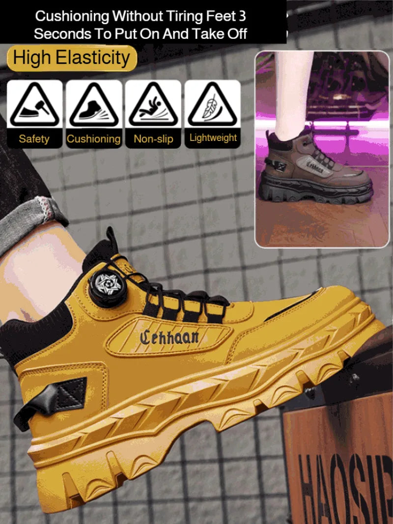 Men's Autumn New Retro Work Boots, Thick-Soled High-Top Casual Ankle Boots, Non-Slip Durable, Ideal for Daily & Outdoor Wear