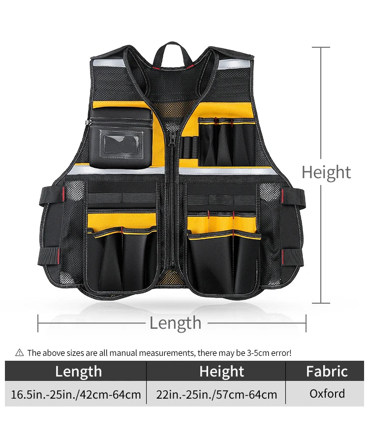 Electrician Tool Vest Storage Bag Holder Handyman Adjustable Strap Workshops Craftsmen Convenient Tool Gardening Multi Pocket