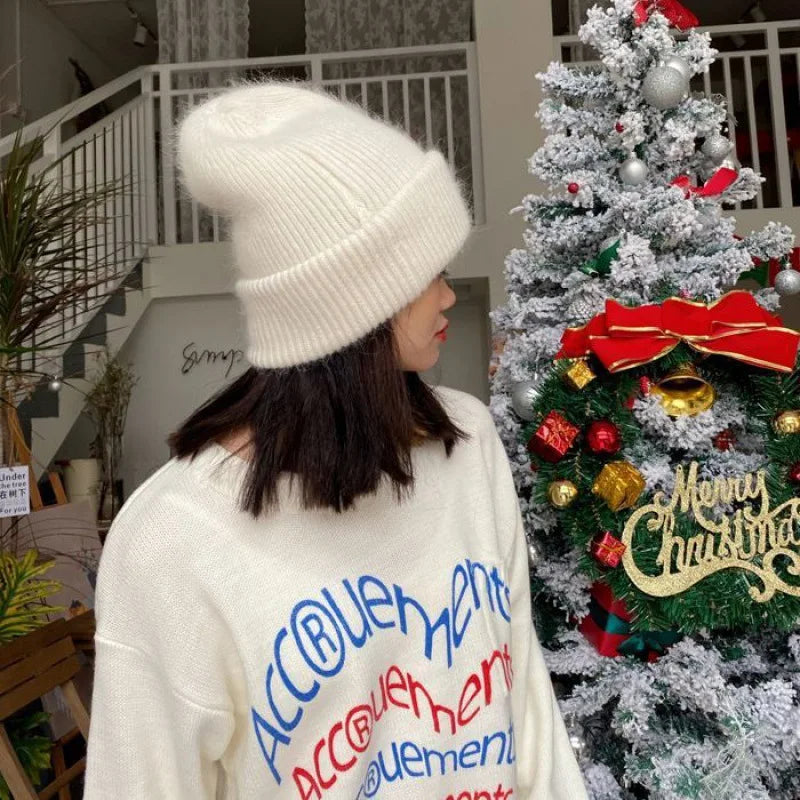 Men's and women's cold hats, winter hats, women's windproof pullover knitted hats, versatile and warm woolen hats