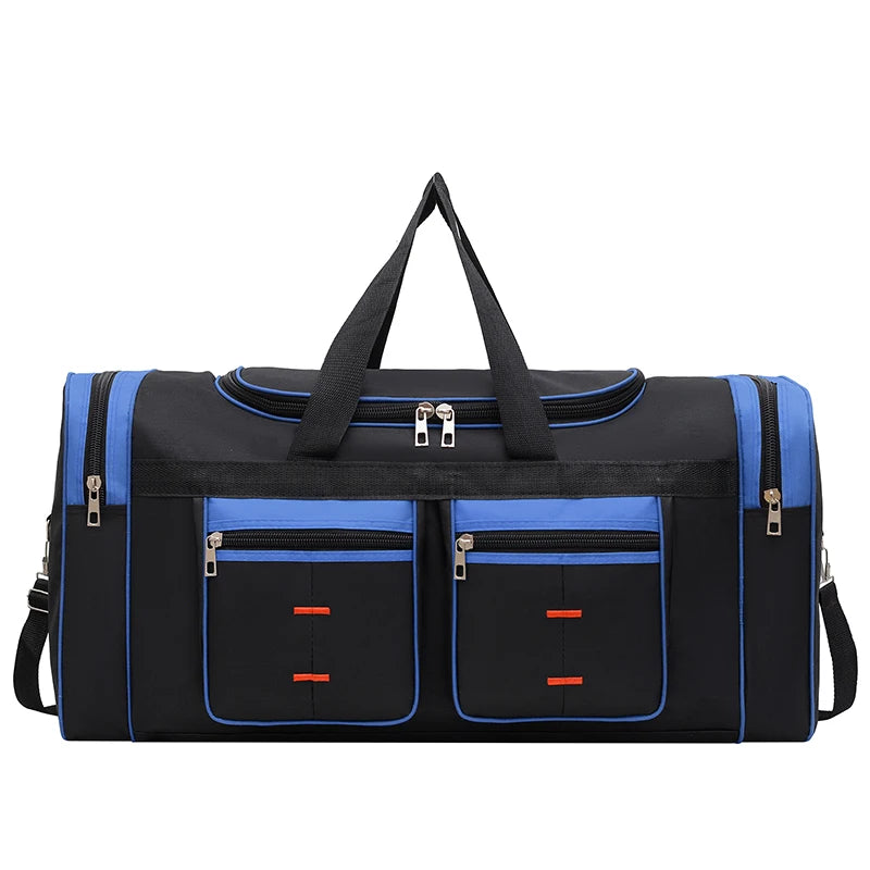Large capacity luggage bag - multi pocket travel handbag, sports equipment bag, zipper closure