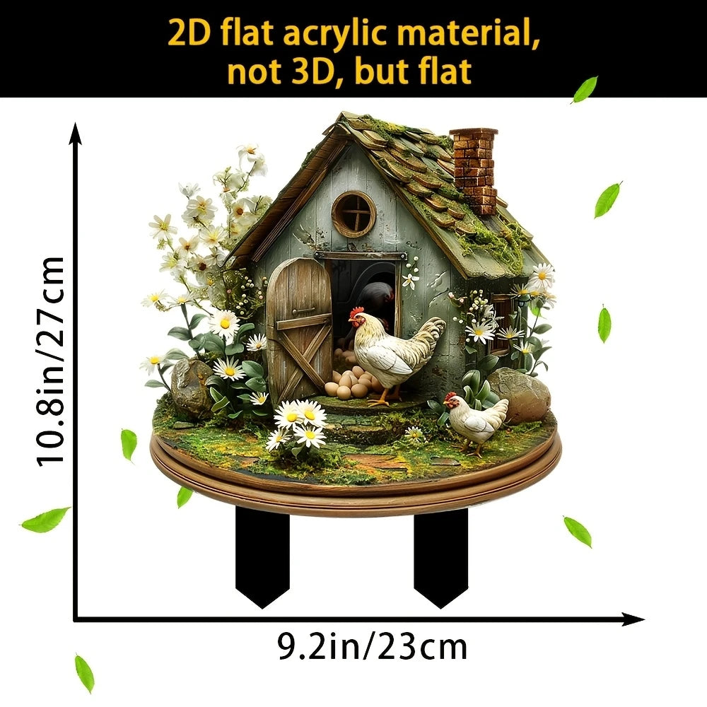 2D planar Acrylic House Design Bonsai Planting Area Farm Garden Grassland Ground Decoration Potted Plant Inserts Home Decor