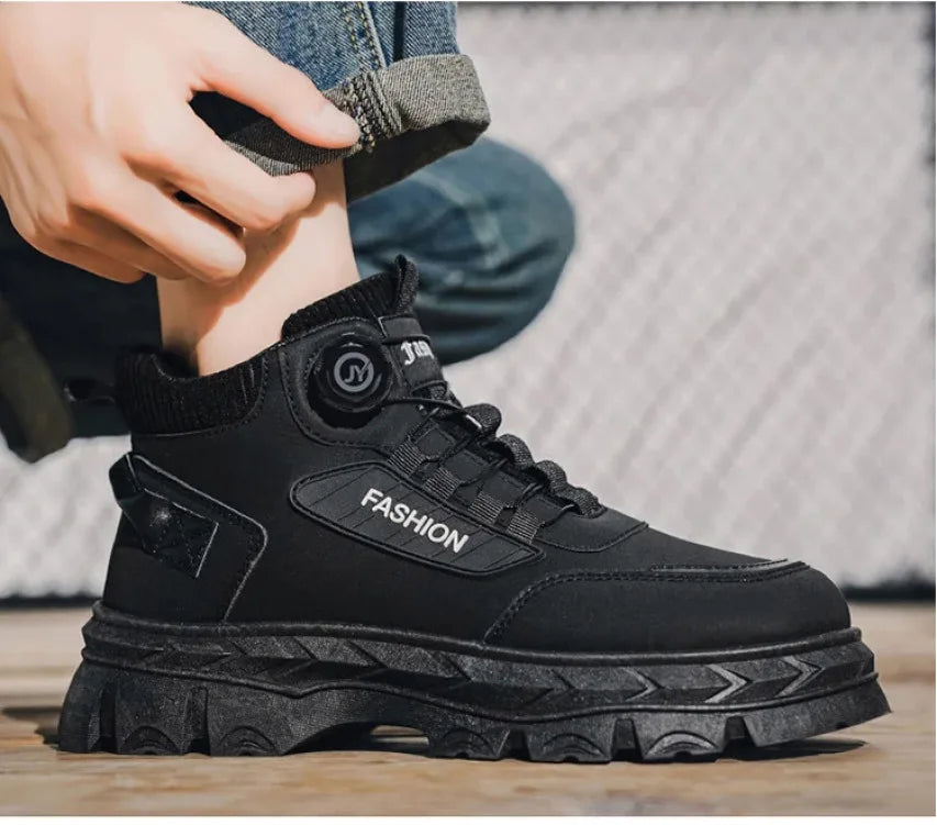 Men's Autumn New Retro Work Boots, Thick-Soled High-Top Casual Ankle Boots, Non-Slip Durable, Ideal for Daily & Outdoor Wear
