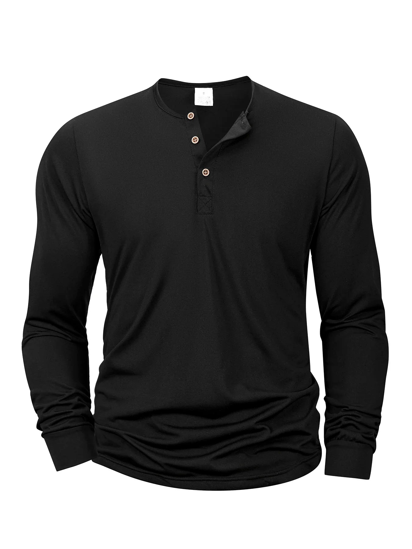 Mens Long Sleeve Henley Neck T-shirt Slim Fit Bottoming Tshirt Casual Button Shirt Comfortable Fitness Tee Cozy Top