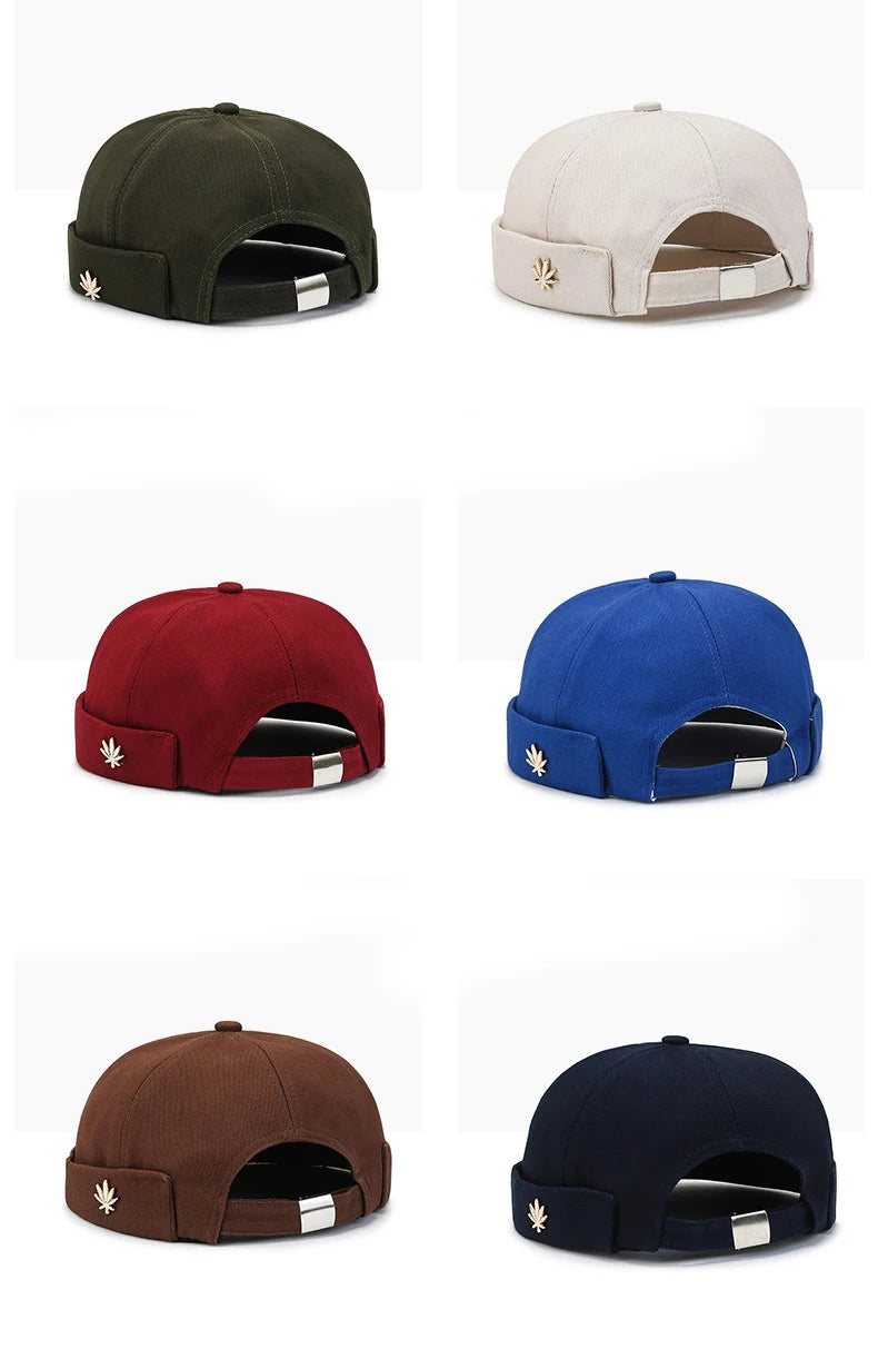 Beanie Melon Skin Hat Men's Leaf Soft Top Hat Women's Street Black Landlord Hat Tide Four Seasons Fashion And Versatile Hat