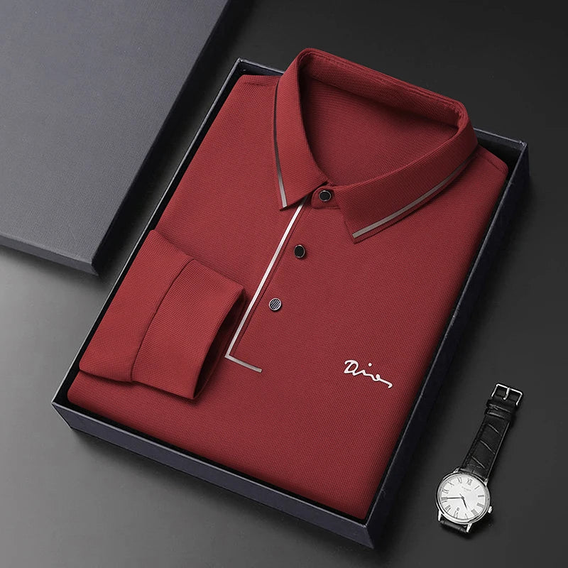 Men's Long Sleeve T-Shirt, Loose Fit Casual Printed Polo Shirts, Shrink Resistant Cotton Crewneck T-Shirt for Men