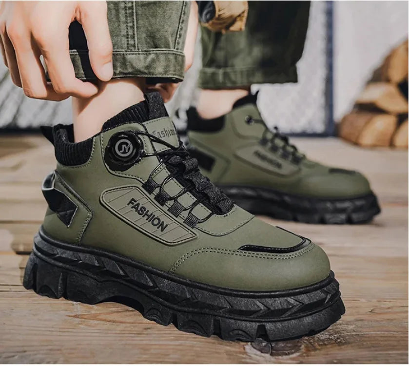 Men's Autumn New Retro Work Boots, Thick-Soled High-Top Casual Ankle Boots, Non-Slip Durable, Ideal for Daily & Outdoor Wear