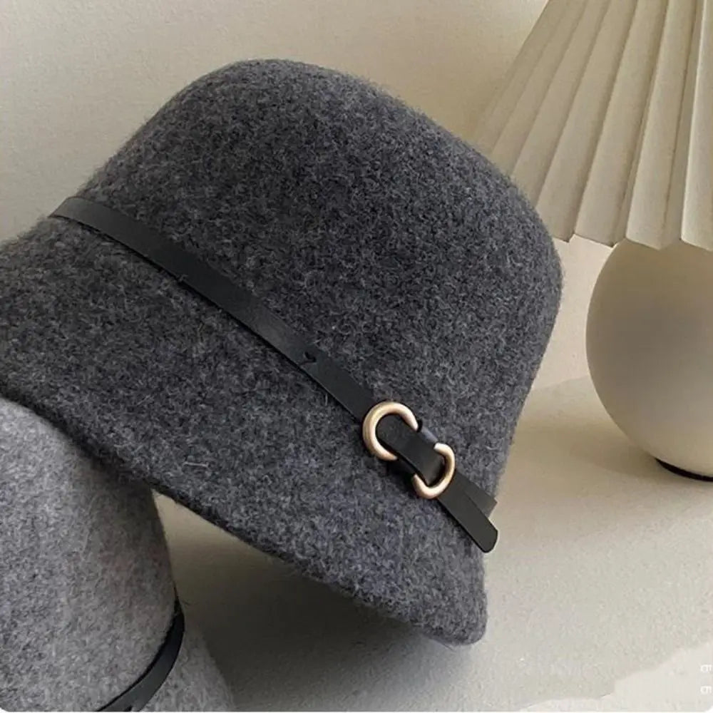 Casual Woolen Wool Fisherman Hat Elegant Pure Color Women's Formal hat Korean Style British Style Basin Hat Autumn