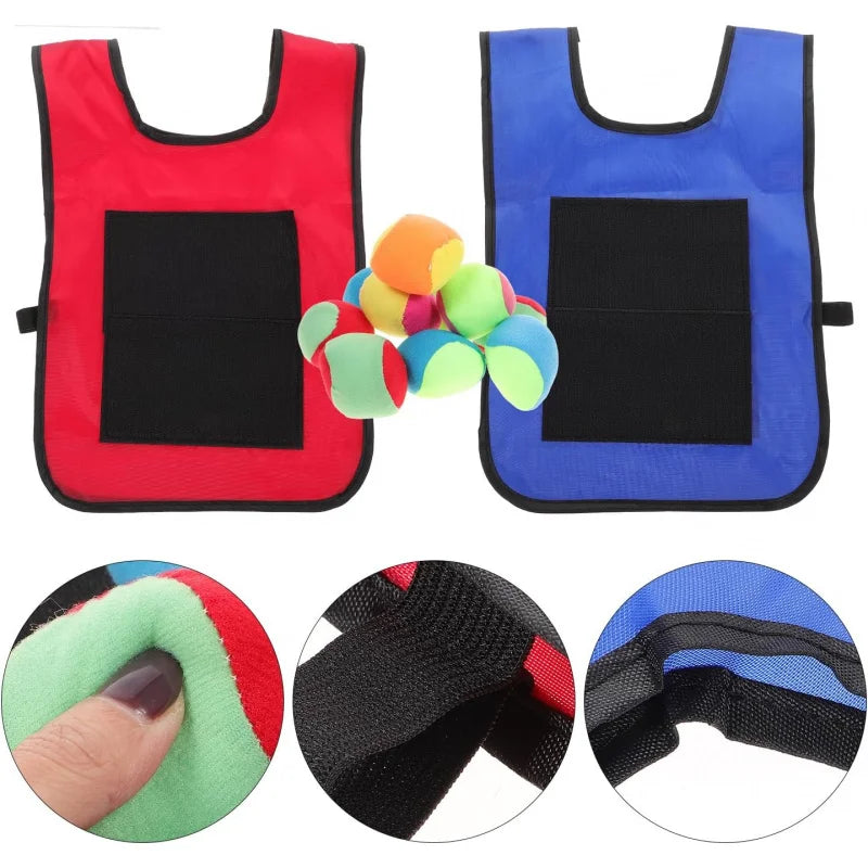 Sets Stick Throwing Ball and Vest:  Soft Fleece Balls Target Dodgeball, Outdoor Game Props for Kids Play and Sports Activities