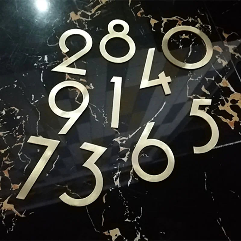 Golden Brass Numbers and Letters – 5cm/8cm Decorative Wall Signs for House Doors and Addresses