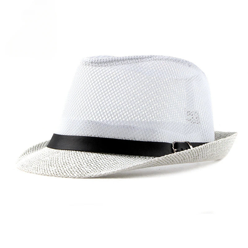 Men's and women's ceremonial hats British fashion jazz hats middle-aged and elderly cut-out linen beach sunhats