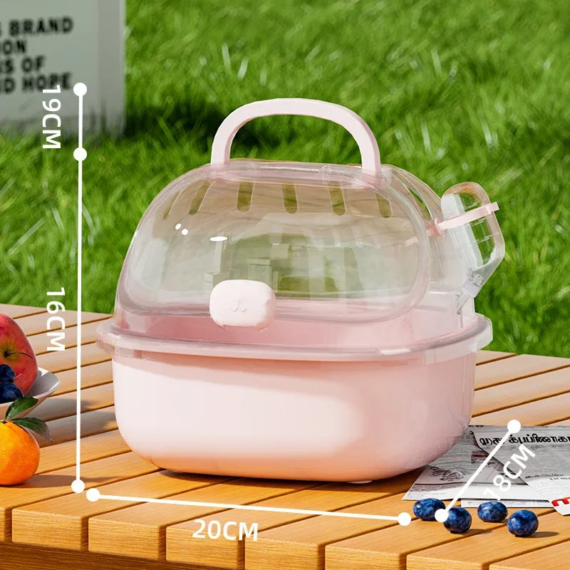 Transparent Hamster Toilet Cage, Portable Handheld Chinchilla Cage Small Animal Carry Cage Sturdy Breathable Pet Carrying Box