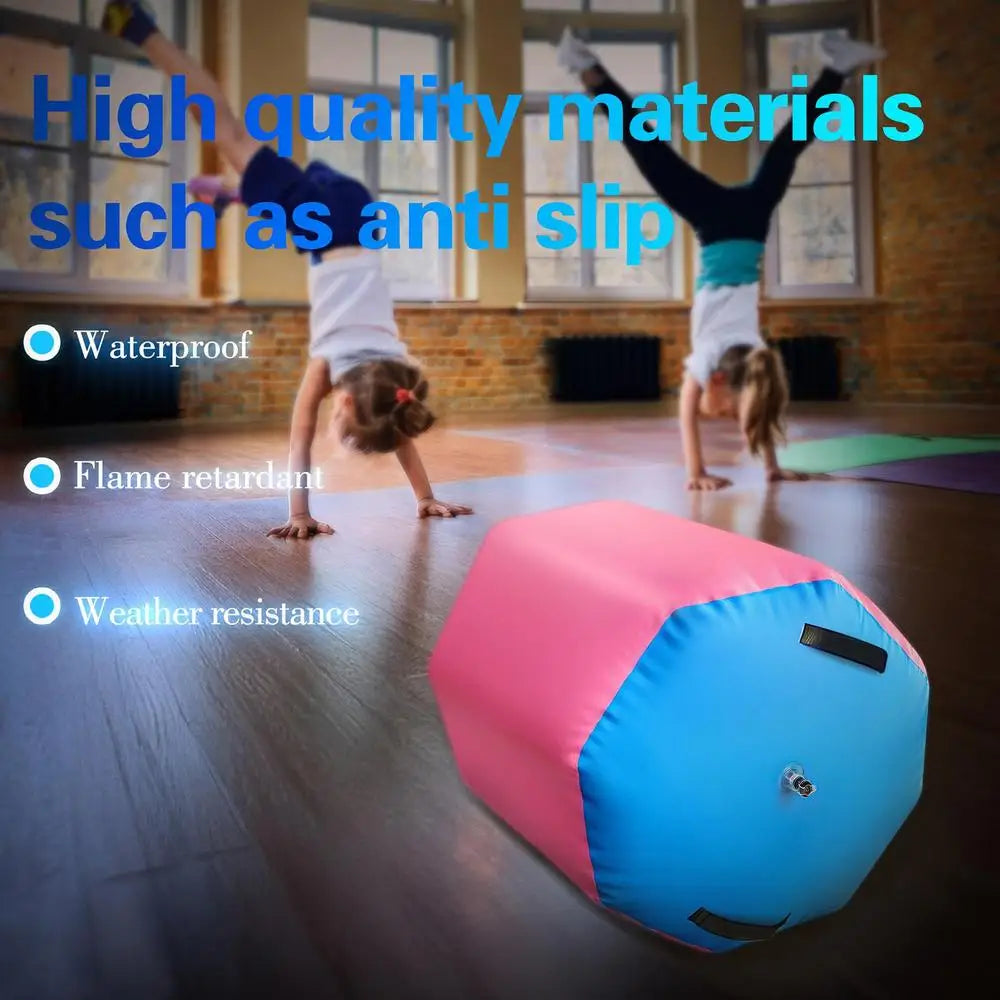 Air Roller Gymnastics Barrel Non-Slip Soft Equipment Gymnastics Skill Tumbling Roller for Fitness Training Home Yoga Gym Indoor