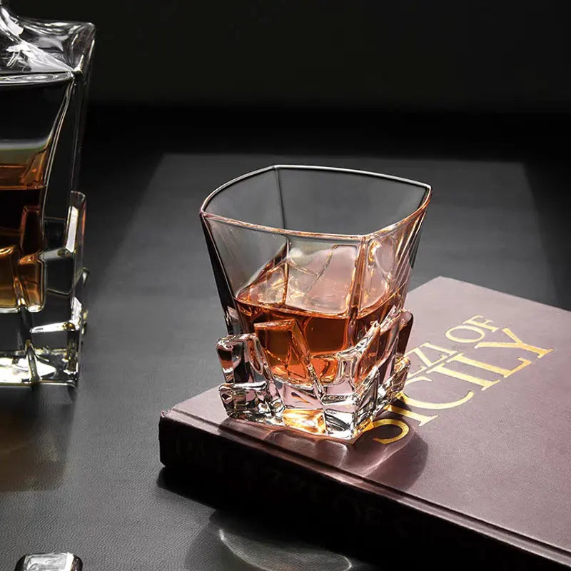 Dlight Decor 310ml Square Glass with Ice Cube Base
