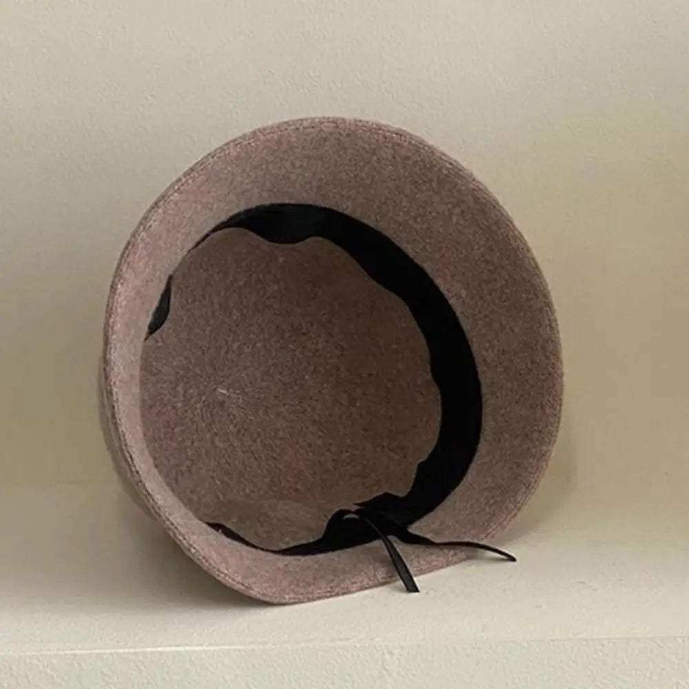 Casual Woolen Wool Fisherman Hat Elegant Pure Color Women's Formal hat Korean Style British Style Basin Hat Autumn
