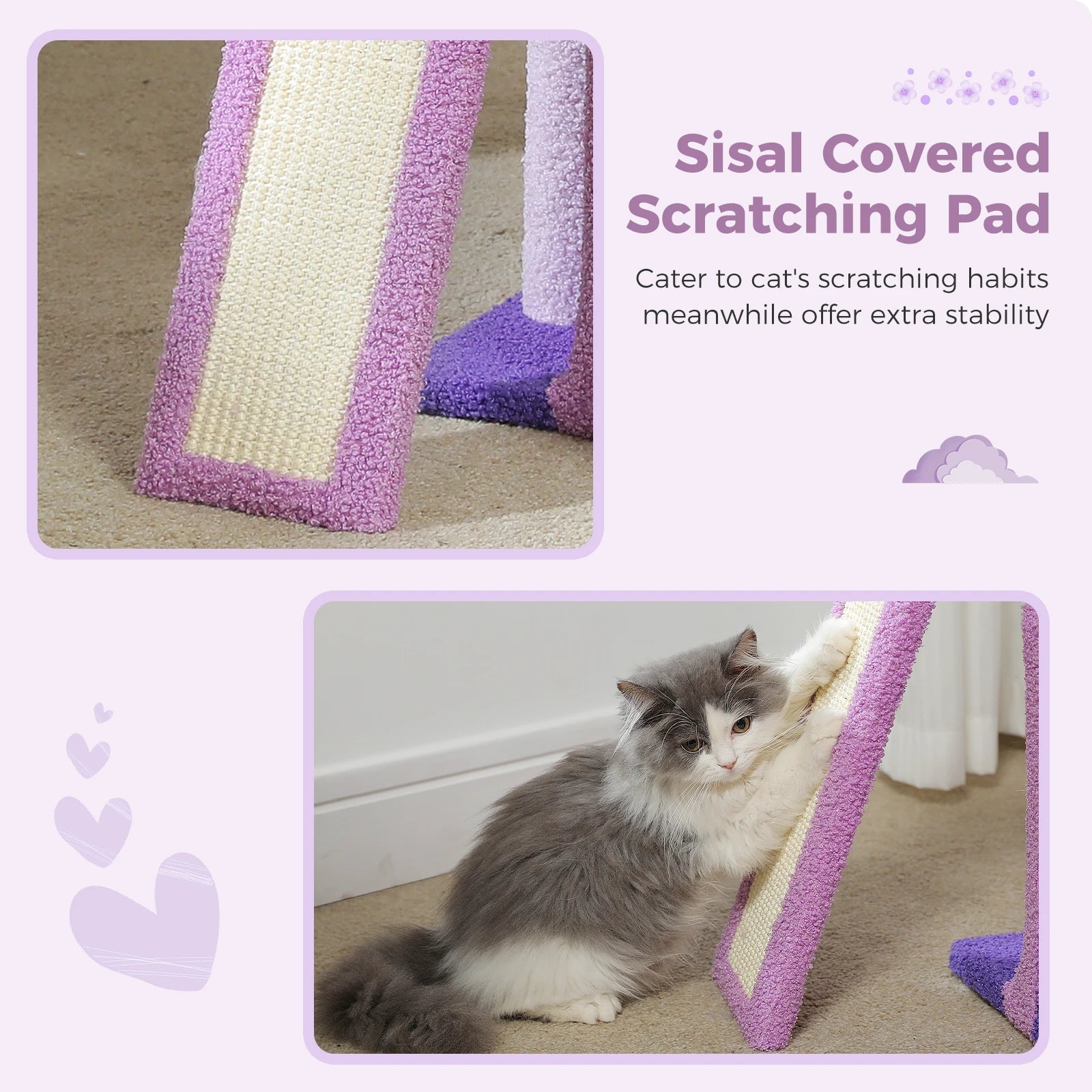 Flower Cat Tree for Indoor Small Cat Tower with Sisal Scratching Ramp Cozy Hammock and Removable Top Perch Cat Condo Kittens Toy