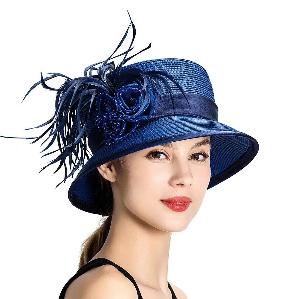 Women's Elegant Luxury Church Hats Vintage Ladies Fascinator Hats Classy Formal Headpieces no detachable