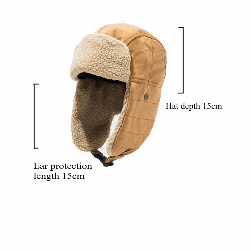 Men's and Women's Winter Lei Feng Hats, Fashionable and Trendy Ear Protection Hats, Warm Cotton Hats, Pilot Motorcycle Hats