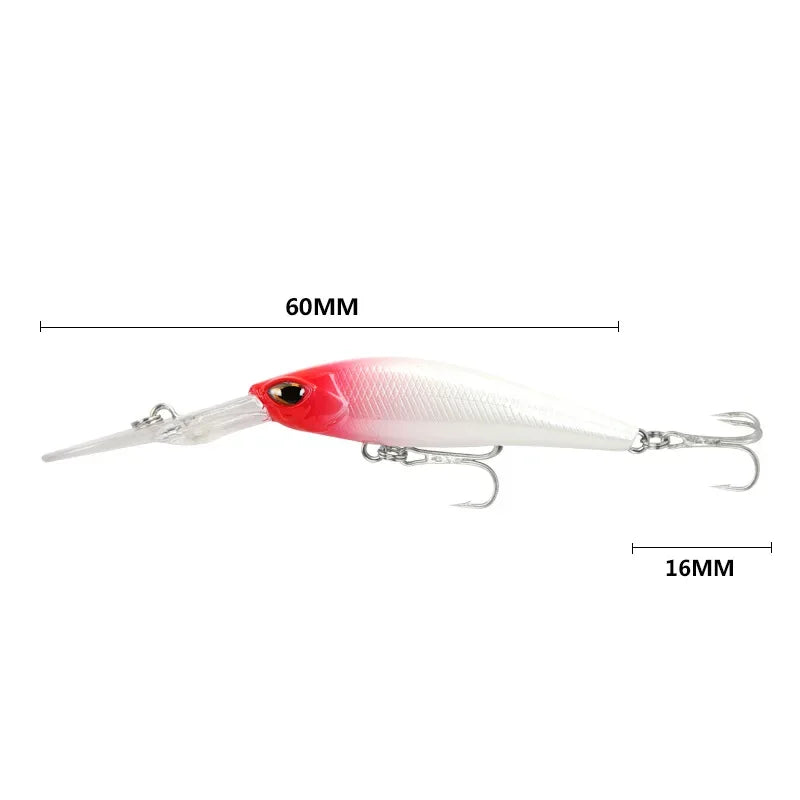 Fishing Lure Long Lip Minnow Wobbler Lure 6cm 6g Deep Diving Floating Jerkbait Swimbait Artificial Hard Bait Trout Bass Bait