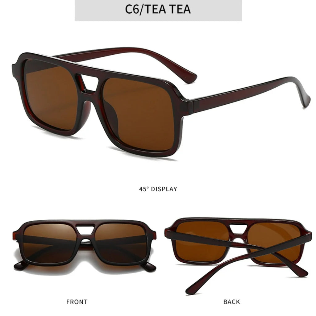 Men Driving Sunglasses Trendy Square Sunglasses Large Frame Yellow Lens Night Vision Glasses Women Retro Sun Glasses Anti Uv400