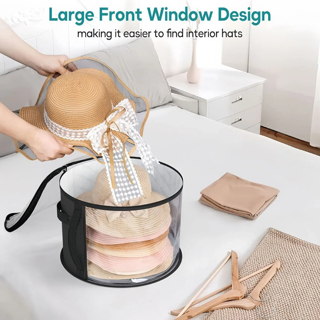Hats Boxes for Women Storage Travel Large Round Hat Carrier Case Organizer Men Cowboys Caps Clothes Closet Storage Foldable