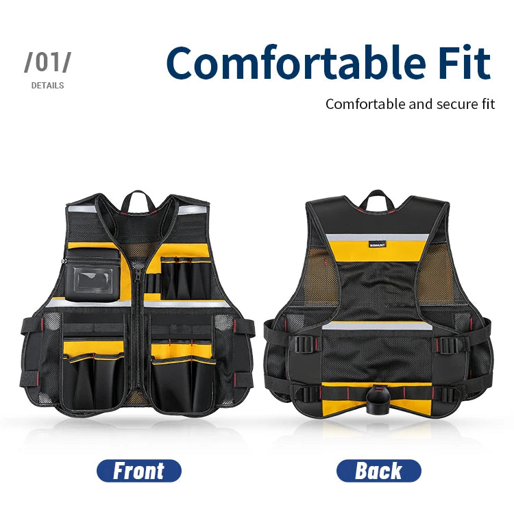 Electrician Tool Vest Storage Bag Holder Handyman Adjustable Strap Workshops Craftsmen Convenient Tool Gardening Multi Pocket