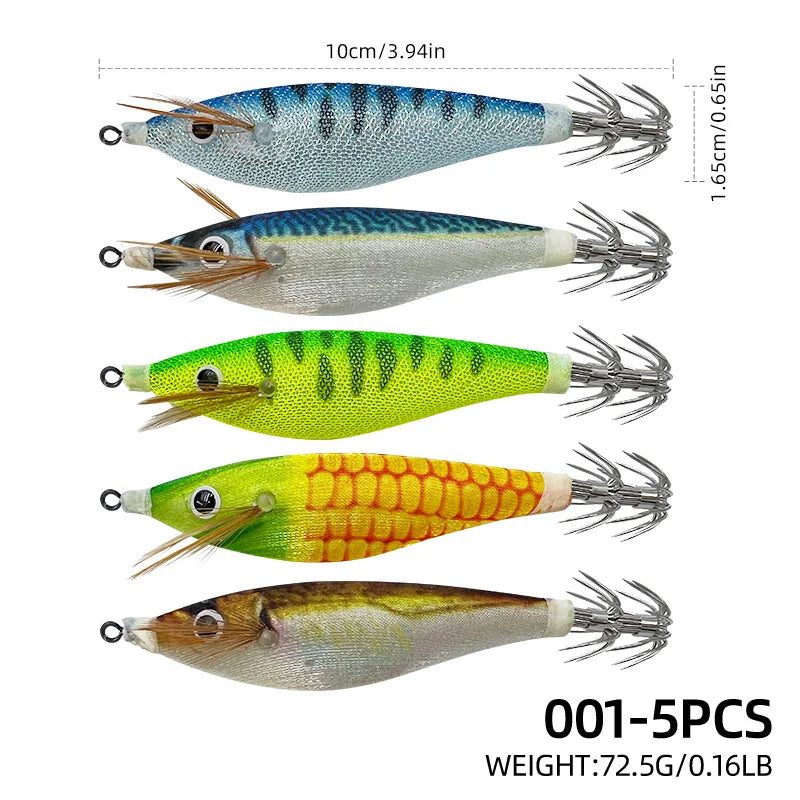 Luminous Wrapping Horizontal Shrimp 10cm Wood Shrimp Squid Hook Round Belly Shrimp Bait Lure Fake Bait