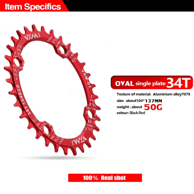 Bike 104BCD Elliptic mountain bike 32T 34T 36T 38T modified plus and minus teeth single tooth disc bycicle accesories Crank