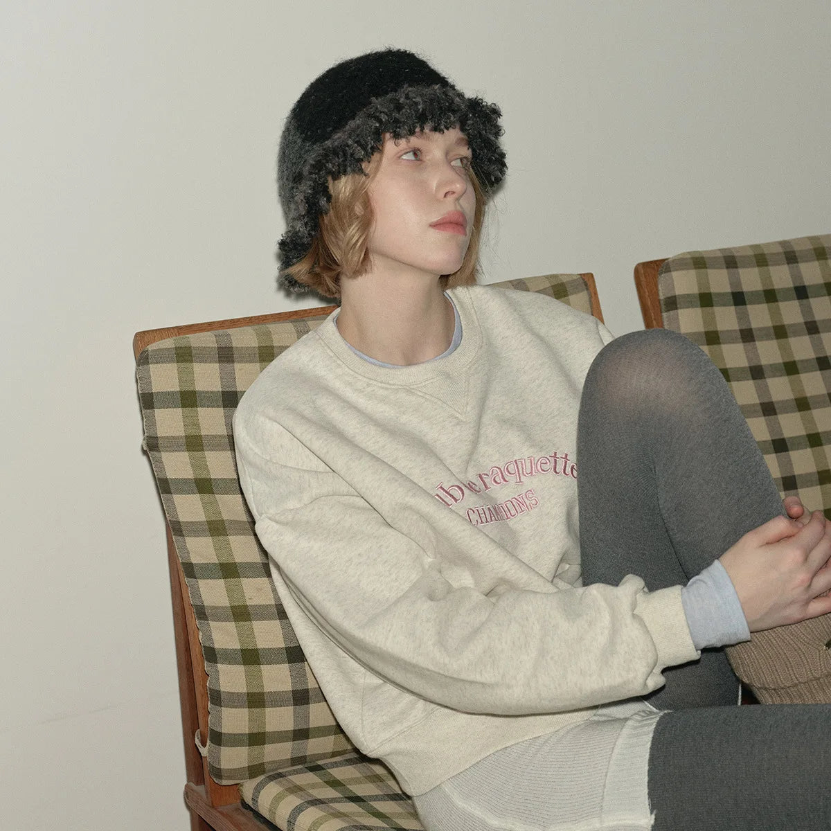 INS Color-Blocked Striped Knitted Plush Woolen Fisherman Hats for Women Fringe Lace Autumn Winter Thickened Basin Caps Bonnet