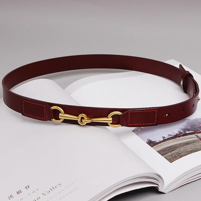 Women's Belt New Simple Belts For Women Saddle Buckle Decoration Cowhide Belt Female