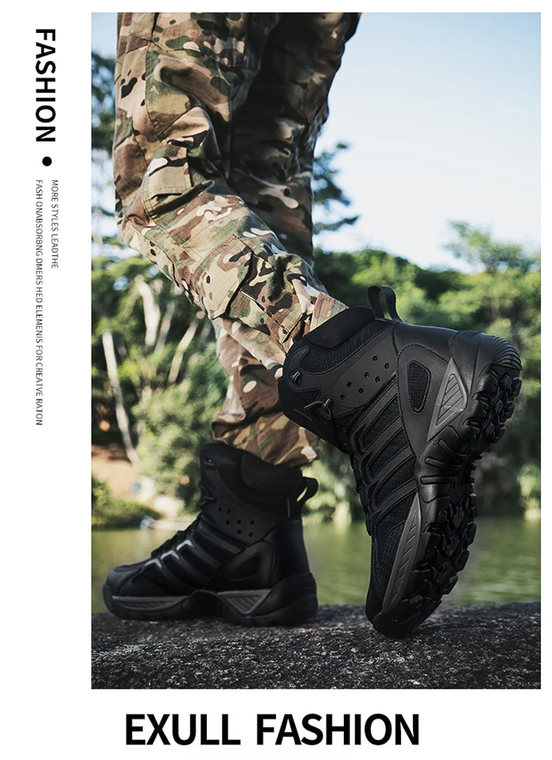Fashion Men's Boots Comfortable High-top Boots Outdoor Non-slip Hiking Boots Lightweight Men Desert Boots Motorcycle Boots