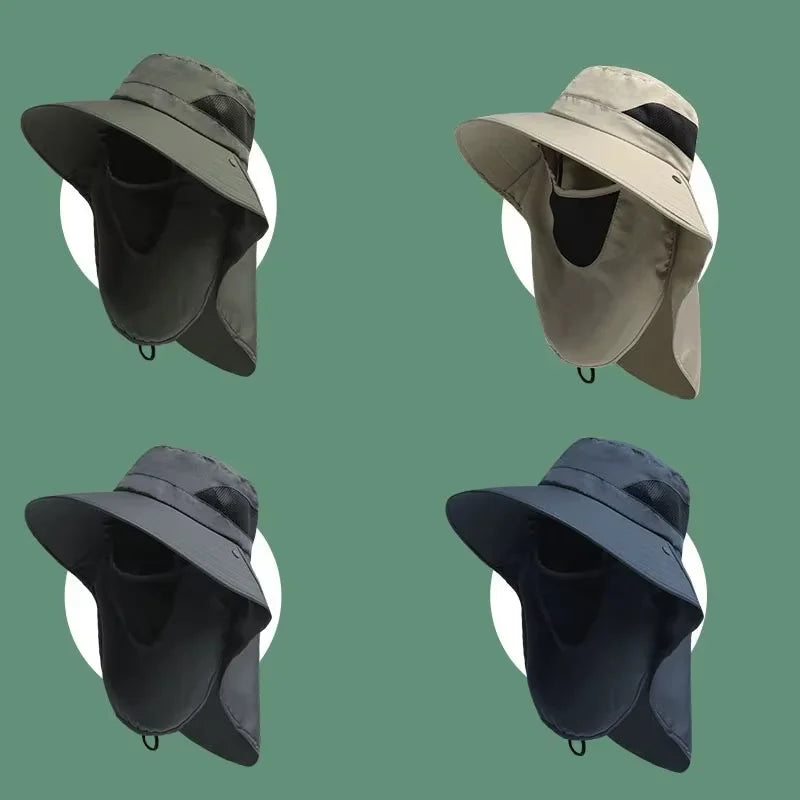 Summer Sun Hats Outdoor Fishing Hats Men's And Women's Camping Visors Bucket Hats Neck Flap Bucket Hats