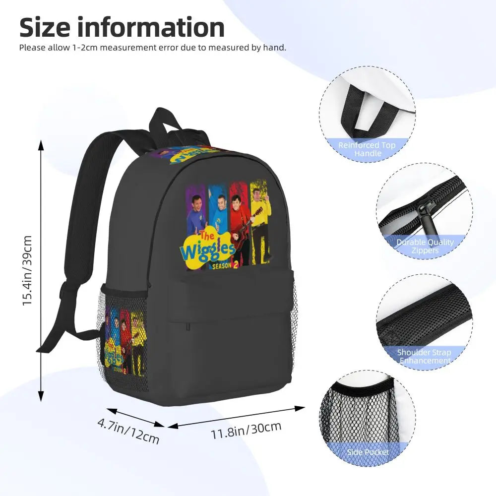The Wiggles Tv Show Music Band Backpack Student Boys Girls BookBag Children School Bag Computer Shoulder Bags for Men Women