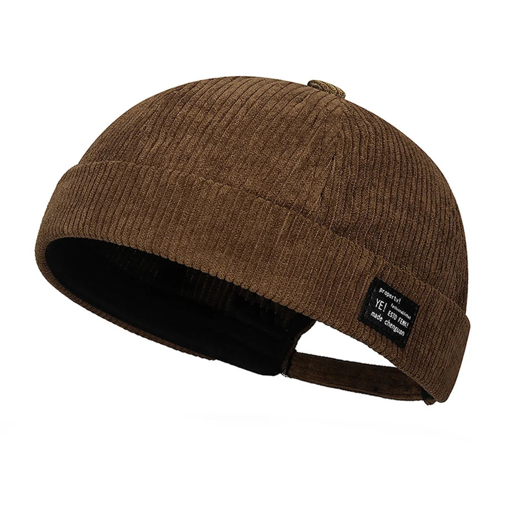 Beanie Hat Hip Hop Hats Bonnet Homme Winter Hat For Women Brimless Skullies Cap Men's Solid Color Street Vintage Portable Hats