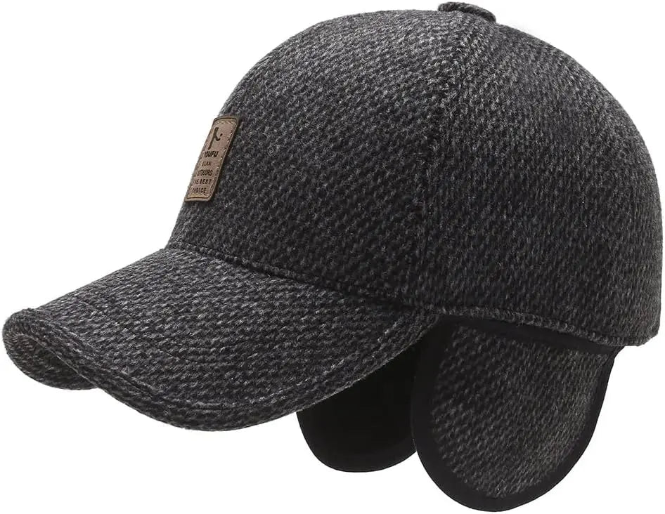 Men's Hat with Earmuffs, Baseball Cap, Warm, Cold Protection, Windproof, Size Adjustable, Cool, Casual, Work Camp, Climbing, Out