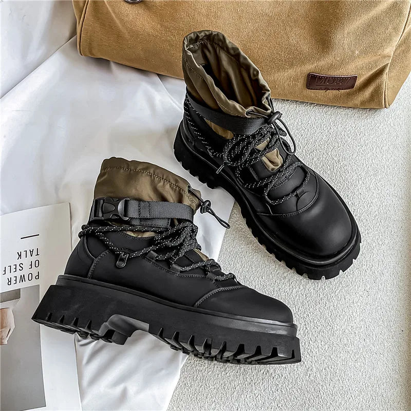 Fipatbu Men's Boots Fashion Designer High Top  Non Slip Height Increased Round Toe Winter Work Breathable Walking Botas Hombre