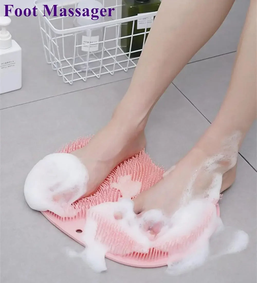 Bathroom wall pasting, back wiping, lazy silicone bath brush, suction cup, back wiping, foot massage cleaning, bath brush