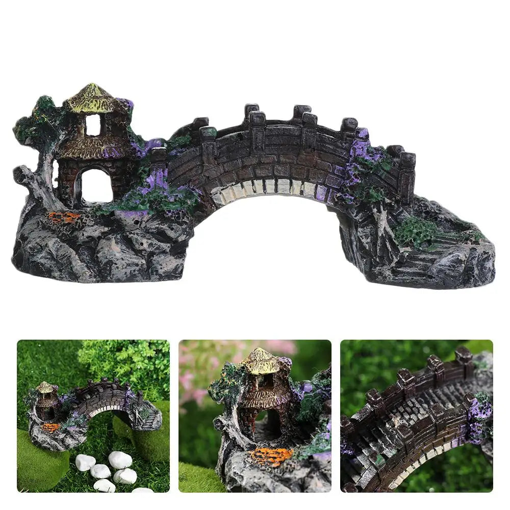 New Accessories Aquatic Pet Supplies Resin Aquarium Ornaments Fish Tank Ornament Artificial Bridge Rockery Fake Landscaping