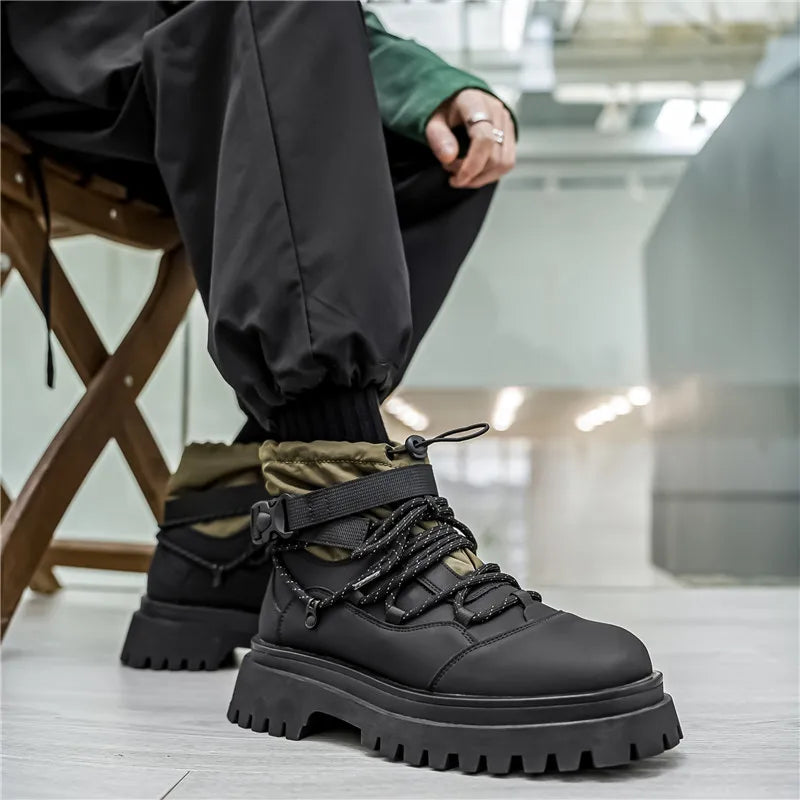 Fipatbu Men's Boots Fashion Designer High Top  Non Slip Height Increased Round Toe Winter Work Breathable Walking Botas Hombre
