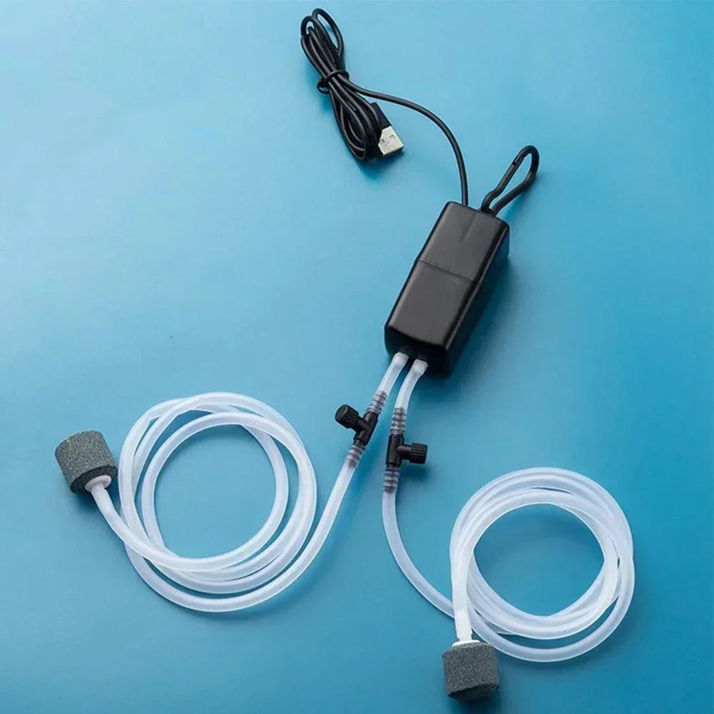 Mini Aquarium Air Pump Kit Oxygen Pump with Air Stone,Silent High Energy Efficient,USB Aquarium Filter, Fishing Tank Accessories