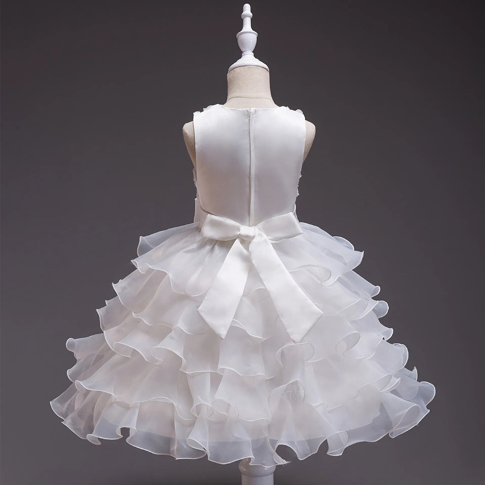 Elegant Dress For Girls Sleeveless Flower Ruffles Gown For Kids Wedding Prom Bridesmaid Birthday Party First Communion Dress