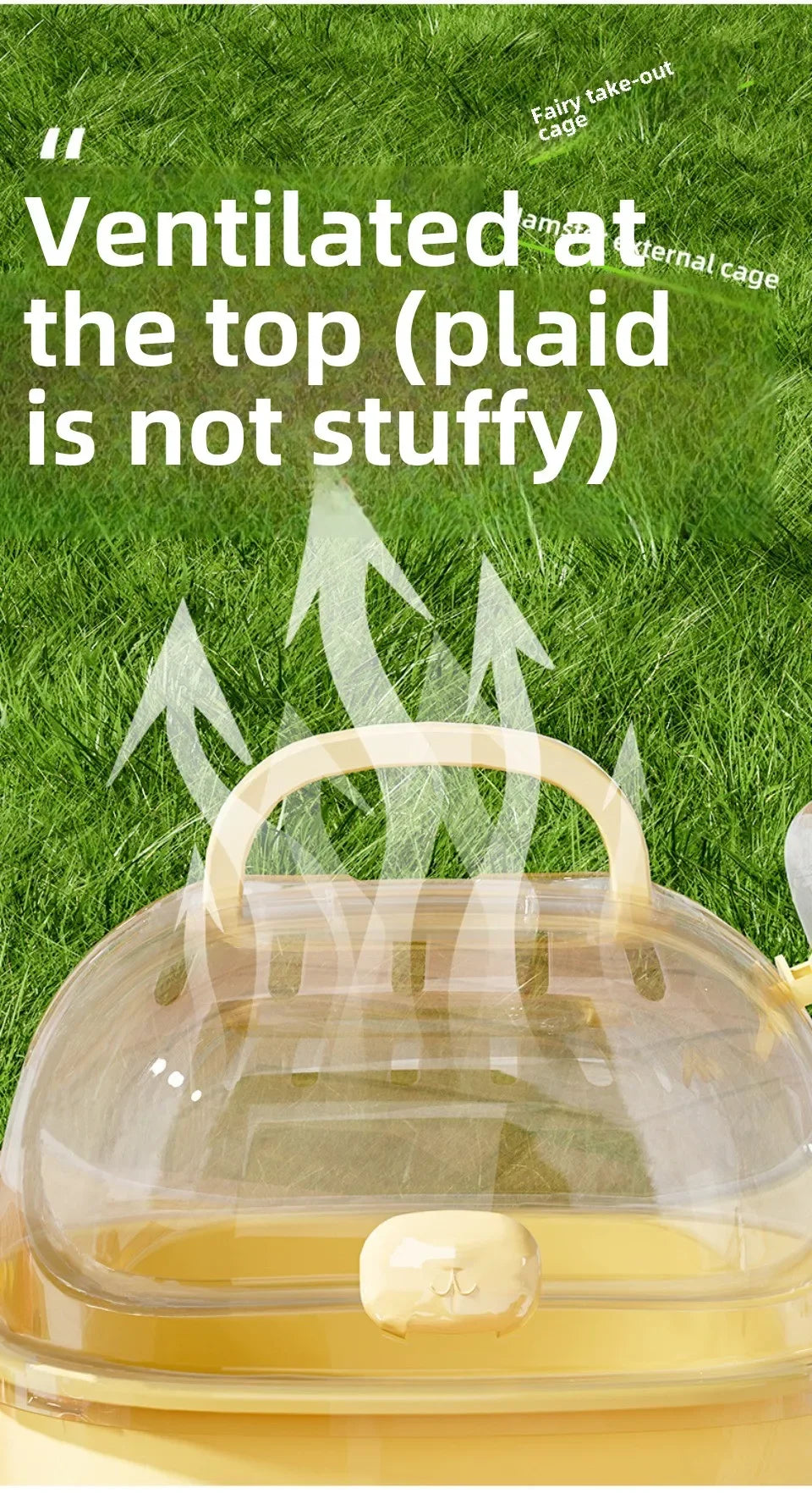 Transparent Hamster Toilet Cage, Portable Handheld Chinchilla Cage Small Animal Carry Cage Sturdy Breathable Pet Carrying Box