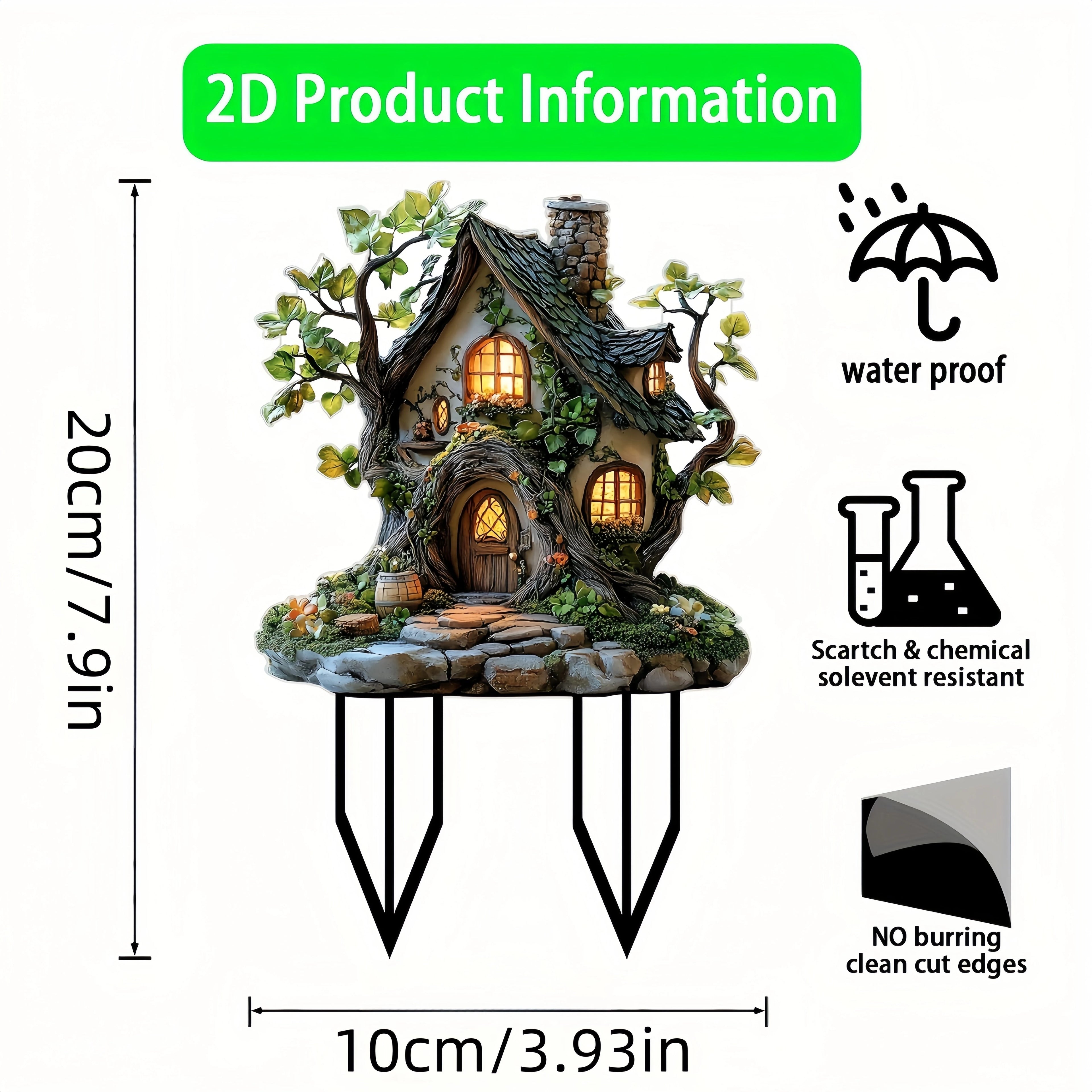 2D planar Acrylic House Design Bonsai Planting Area Farm Garden Grassland Ground Decoration Potted Plant Inserts Home Decor